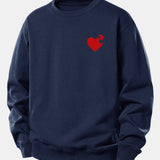 Velira Sweatshirts Tamsiai mėlyna / XS Širdies dėlionės spaudinys laisvo kirpimo džemperis