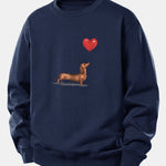 Velira Sweatshirts Tamsiai mėlyna / XS Širdies formos balionas šunų veislės printas laisvo kirpimo džemperis