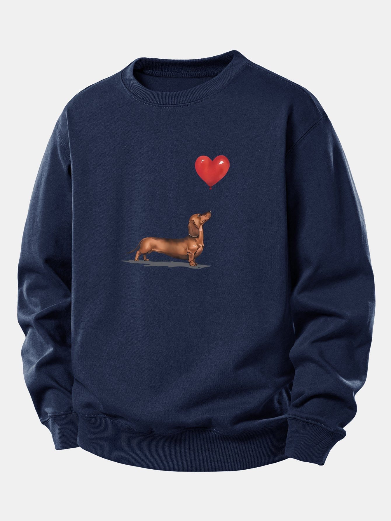 Velira Sweatshirts Tamsiai mėlyna / XS Širdies formos balionas šunų veislės printas laisvo kirpimo džemperis