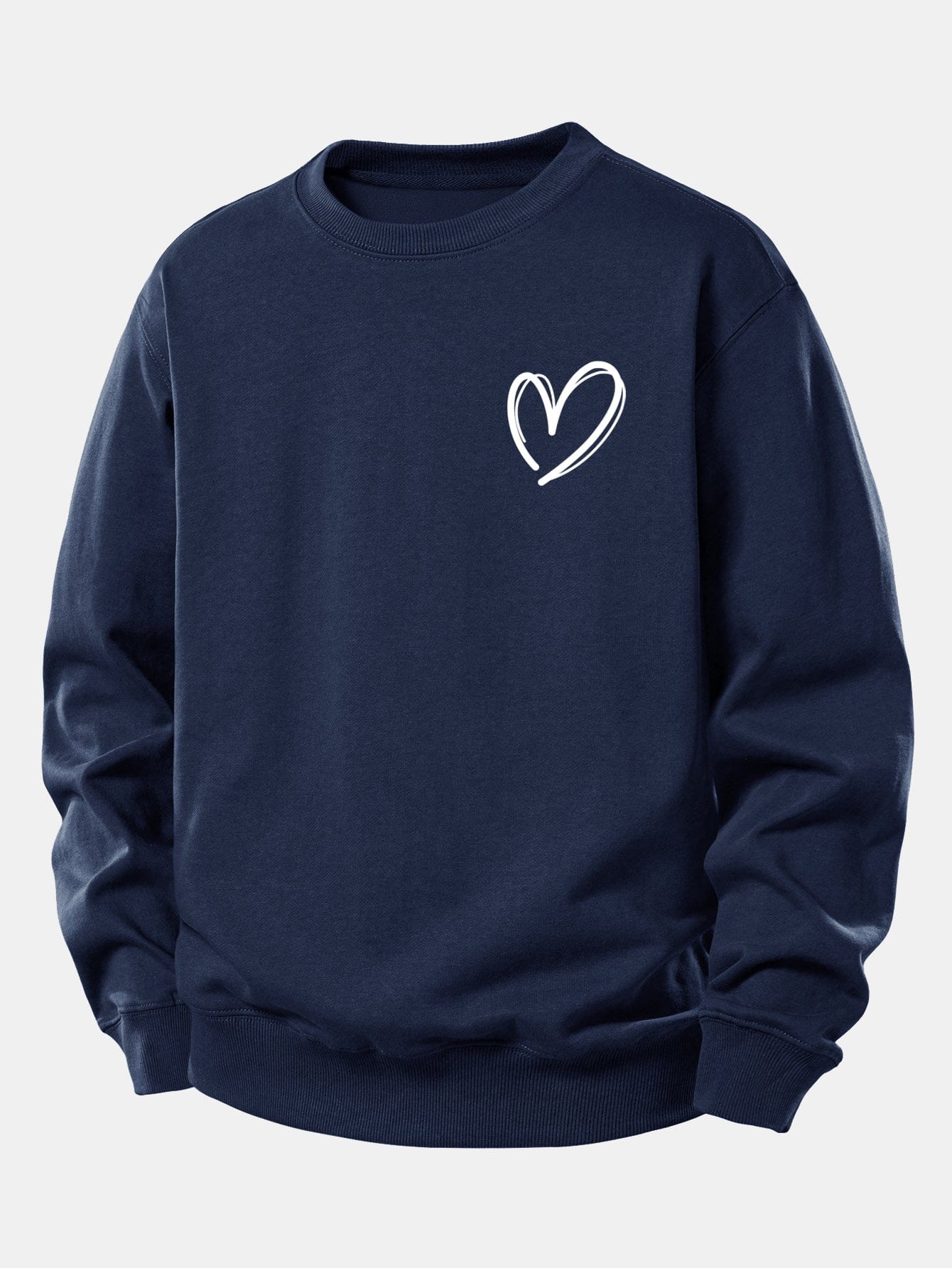 Velira Sweatshirts Tamsiai mėlyna / XS Širdies Raštas Laisvo Pjūvio Megztinis