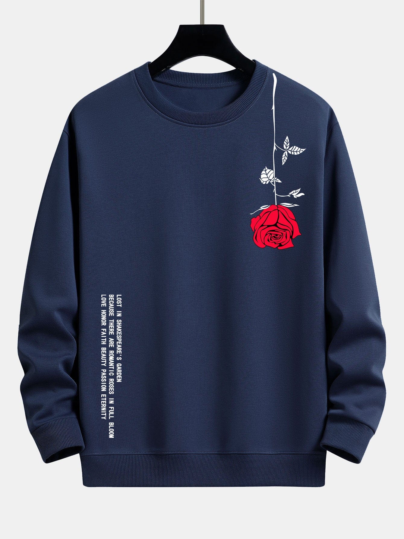 Velira Sweatshirts tamsiai mėlyna / XS Sloganas Rožių Spauda Laisvas Fit Palaidinė