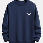 Velira Sweatshirts tamsiai mėlyna / XS Šypsenos Veido Spauda Laisvas Fit Palaidinukė
