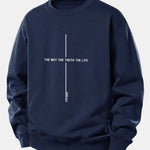 Velira Sweatshirts Tamsiai mėlyna / XS Tikėjimo spauda laisvo kirpimo džemperis
