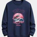 Velira Sweatshirts tamsiai mėlyna / XS Tokijo Banga Gervė Paukštis Spauda Laisvas Fit Megztinis