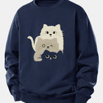 Velira Sweatshirts Tamsiai mėlyna / XS Trys Katės Spauda Laisvo Pjūvio Džemperis