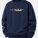 Velira Sweatshirts Tamsiai mėlyna / XS Užtrauktuko katės spaudo laisvo kirpimo džemperis