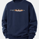 Velira Sweatshirts Tamsiai mėlyna / XS Užtrauktuko katės spaudo laisvo kirpimo džemperis