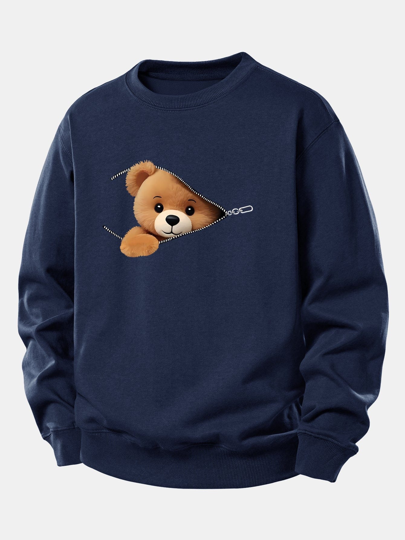 Velira Sweatshirts Tamsiai mėlyna / XS Užtrauktuko Meškos Rašto Laisvalaikio Džemperis