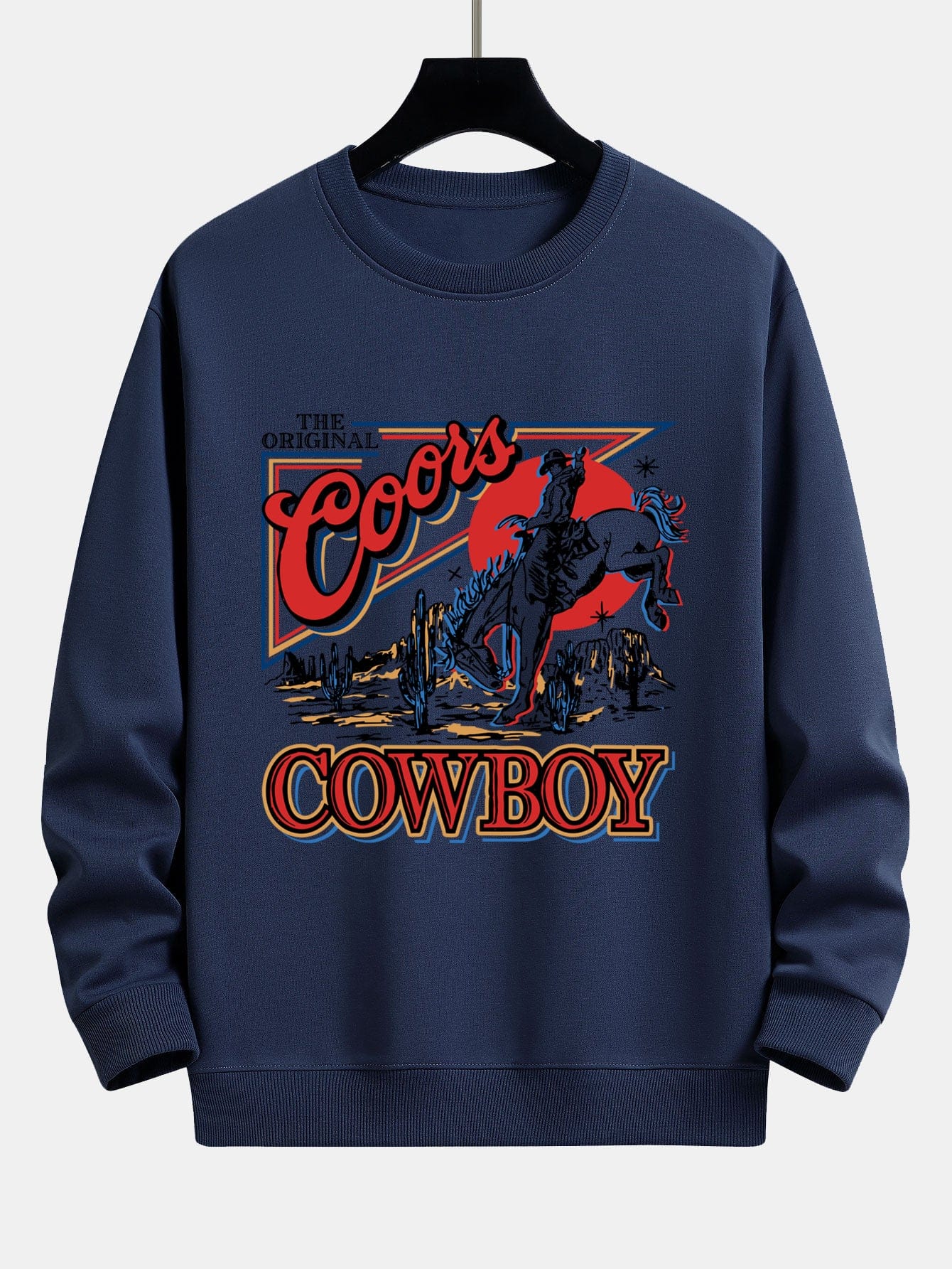 Velira Sweatshirts tamsiai mėlyna / XS Vakarų Kaimynas Spauda Laisvas Fit Palaidinukė