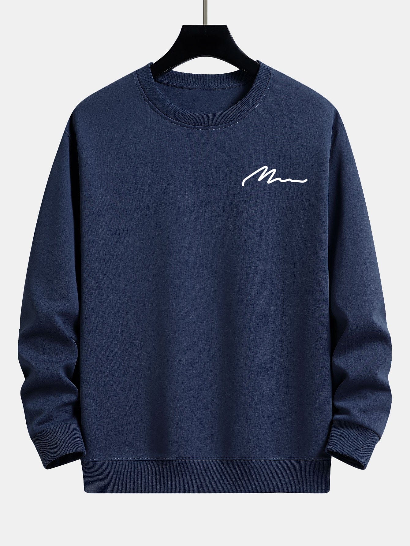 Velira Sweatshirts Tamsiai mėlyna / XS Vyrų šūkio spaudos laisvo kirpimo džemperis