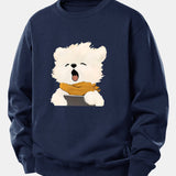 Velira Sweatshirts Tamsiai mėlyna / XS Žiovaujantis Šuniukas Spauda Laisvas Fit Džemperis