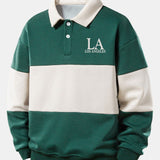Velira Sweatshirts Tamsiai žalia / S Atsipalaidavęs Los Andželo spaudos spalvų blokas polo apykaklės džemperis