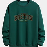 Velira Sweatshirts tamsiai žalia / S Boston Print Relax Fit Palaidinė