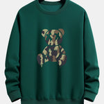 Velira Sweatshirts tamsiai žalia / S Kamikadze ištirpstančio meškos rašto laisvo kirpimo džemperis