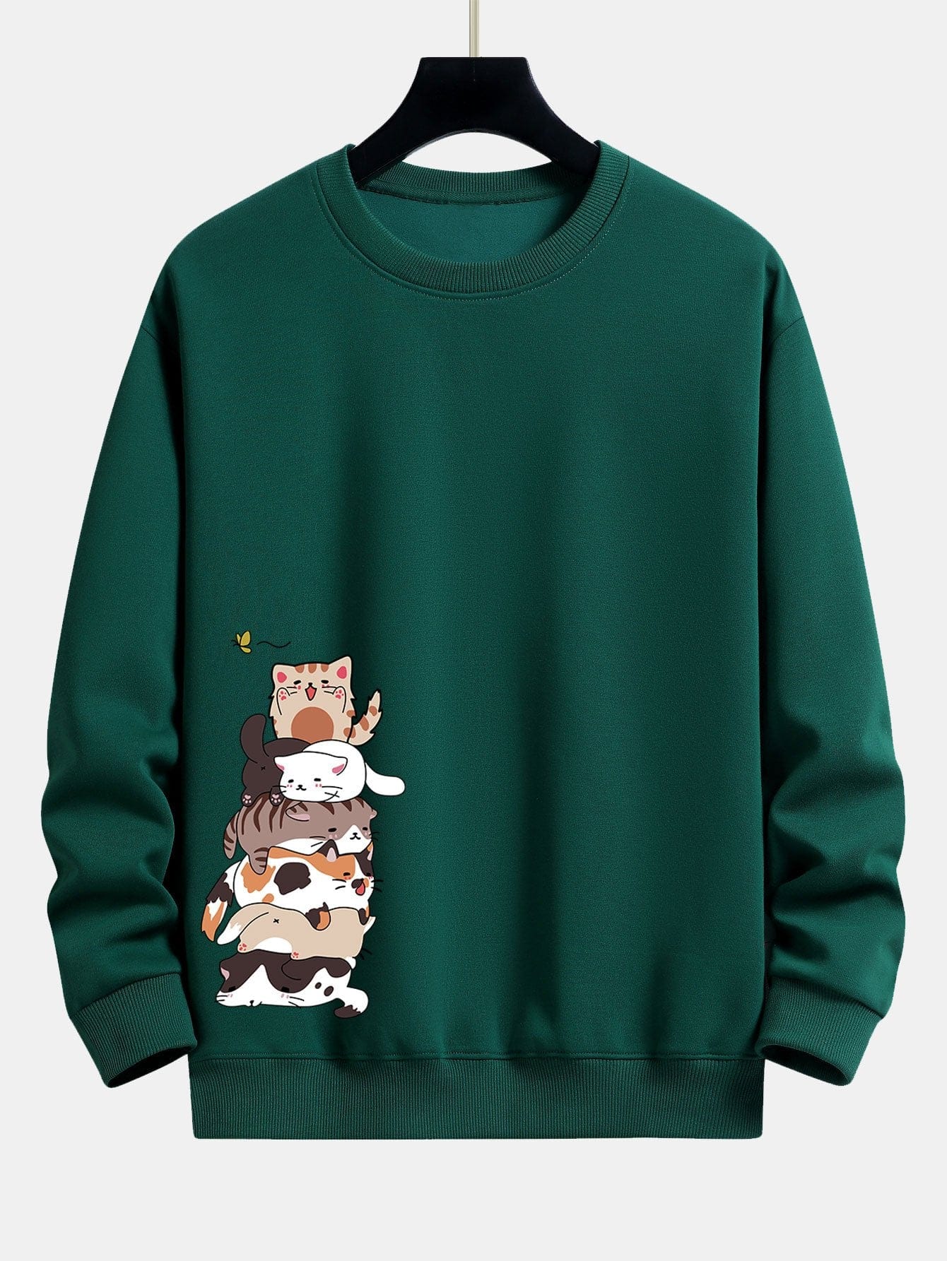 Velira Sweatshirts tamsiai žalia / S Karinio Katino Spauda Laisvalaikio Palaidinė