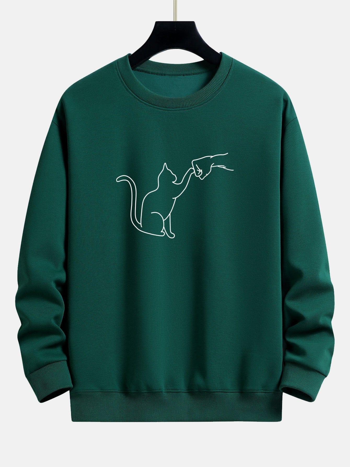 Velira Sweatshirts tamsiai žalia / S Katės Fist Bump Spaudimo Relax Fit Palaidinukė