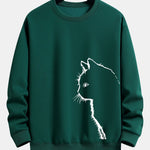 Velira Sweatshirts tamsiai žalia / S Katės Siluetas Spausdinimas Laisvas Fit Palaidinukė