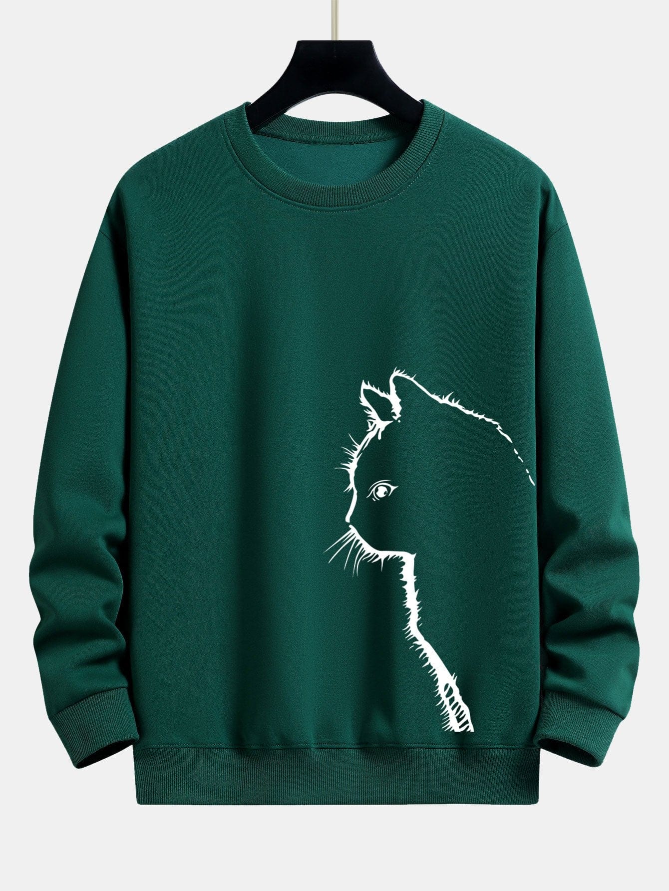Velira Sweatshirts tamsiai žalia / S Katės Siluetas Spausdinimas Laisvas Fit Palaidinukė