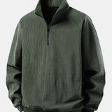 Velira Sweatshirts Tamsiai žalia / S Ketvirčio užtrauktuko veliūrinis megztinis su raglan rankovėmis