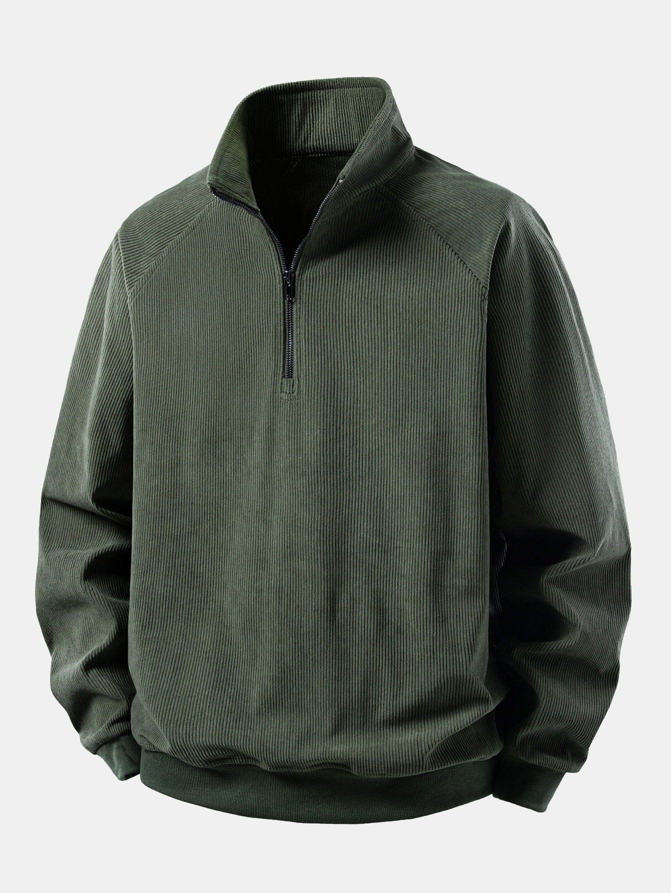 Velira Sweatshirts Tamsiai žalia / S Ketvirčio užtrauktuko veliūrinis megztinis su raglan rankovėmis