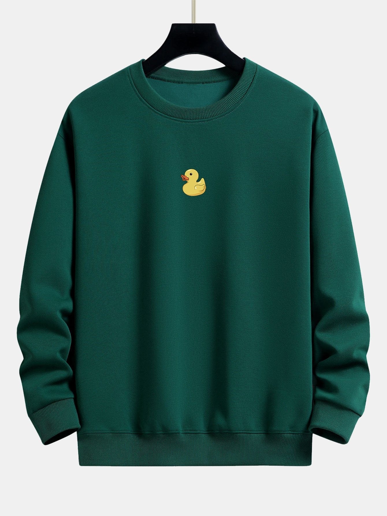 Velira Sweatshirts tamsiai žalia / S Maža Geltona Anties Spauda Laisva Fit Kapišonas
