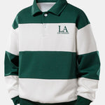 Velira Sweatshirts tamsiai žalia / S Relaksuotas Los Andželo spaudos spalvų blokas polo džemperis