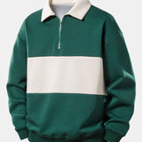 Velira Sweatshirts tamsiai žalia / S Relax Fit Kontrasto Užtrauktuko Polo Megztinis