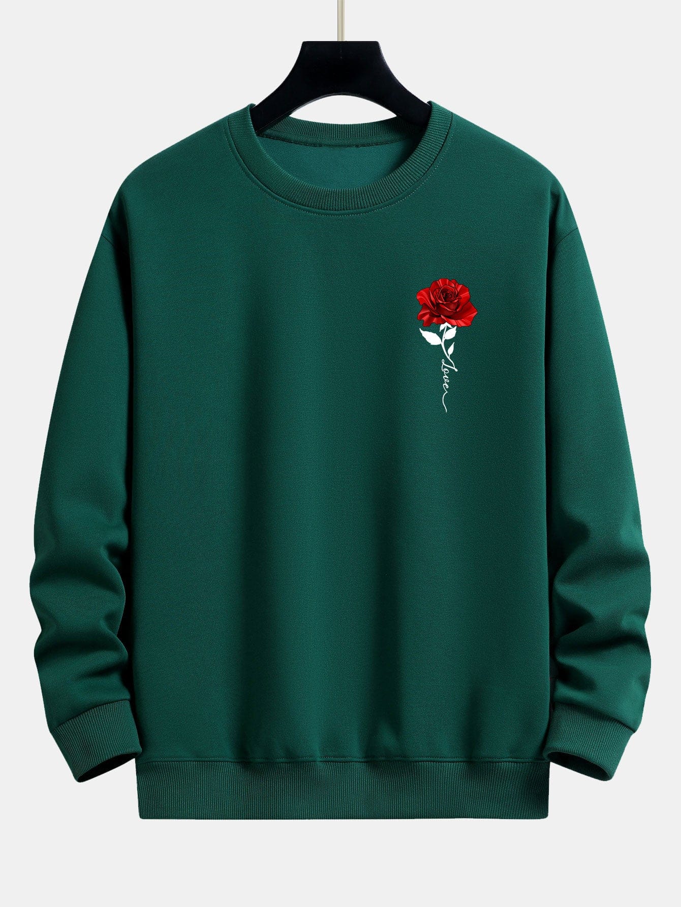 Velira Sweatshirts tamsiai žalia / S Rožių Rašto Laisvas Fit Megztinis
