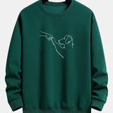 Velira Sweatshirts tamsiai žalia / S Šuo Linijos Piešimo Spauda Atsipalaidavęs Dydis Palaidinukė