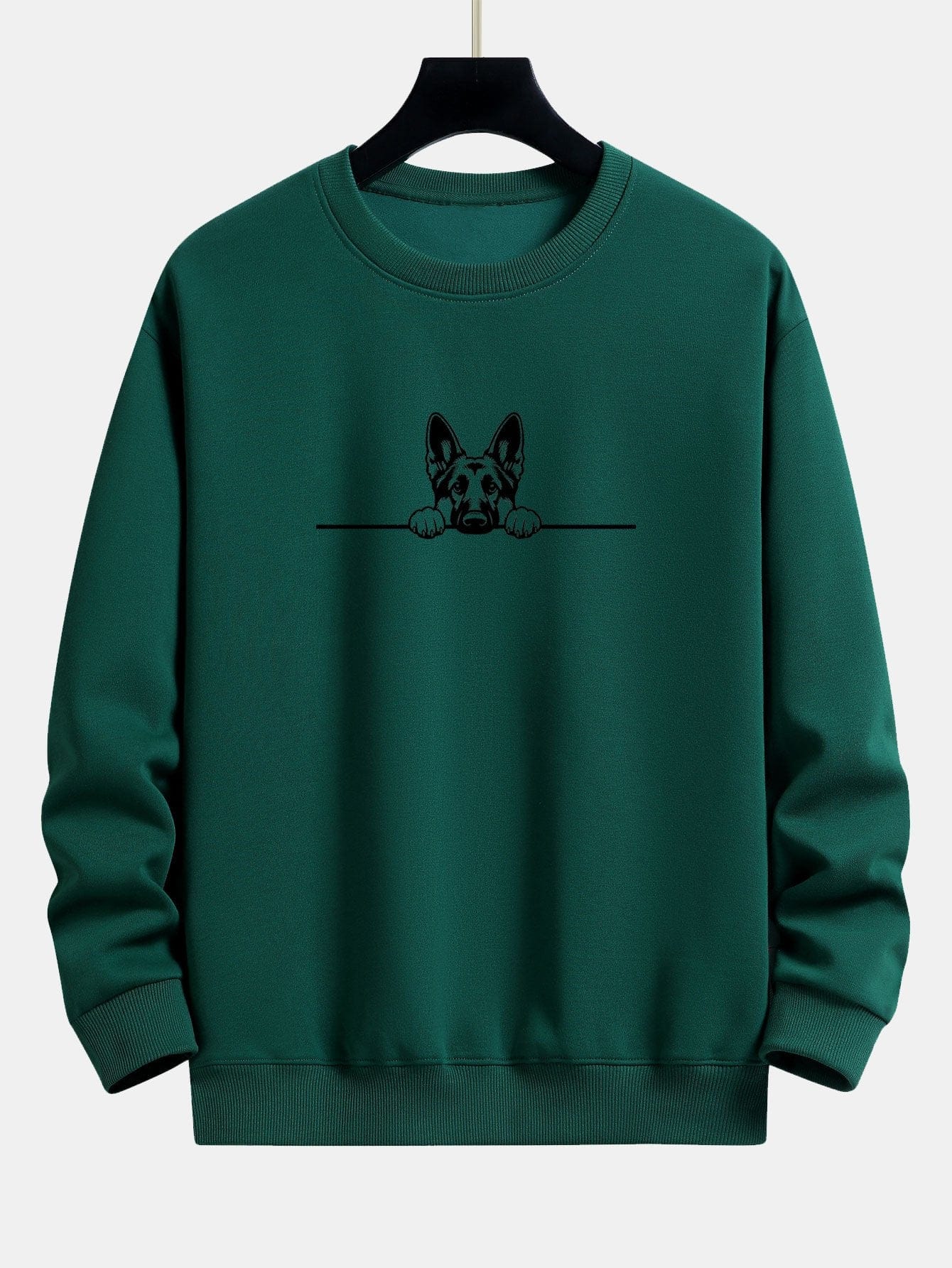 Velira Sweatshirts tamsiai žalia / S Žiūrintis Vokiečių Aviganis Spauda Laisvas Pritaikymas Palaidinė