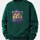 Velira Sweatshirts Tamsiai žalia / XS Čikagos Akiniai nuo saulės Lokio Spauda Laisvas Fit Megztinis