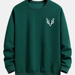 Velira Sweatshirts Tamsiai žalia / XS Elnių Galvos Spauda Laisvalaikio Puloveris