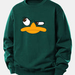 Velira Sweatshirts Tamsiai žalia / XS Emotikonų antis spauda laisvo kirpimo džemperis