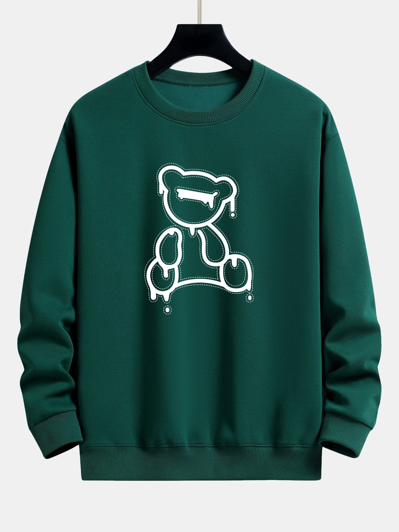 Velira Sweatshirts tamsiai žalia / XS Lino lokio atspaudo laisvas fit džemperis