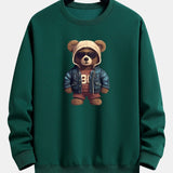 Velira Sweatshirts tamsiai žalia / XS Lokys Odinėje Striukėje Spauda Laisvas Švarkas