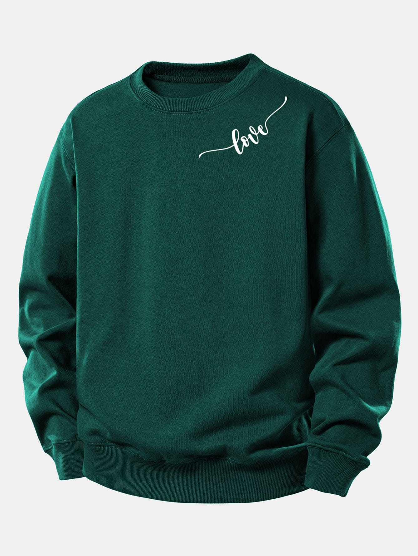 Velira Sweatshirts Tamsiai žalia / XS Meilės Spauda Laisvo Kirpimo Moteriškas Megztinis