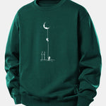 Velira Sweatshirts Tamsiai žalia / XS Mėnulio Astronauto Spauda Laisvo Pjūvio Džemperis