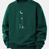 Velira Sweatshirts Tamsiai žalia / XS Mėnulio Astronauto Spauda Laisvo Pjūvio Džemperis
