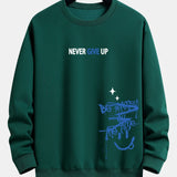 Velira Sweatshirts tamsiai žalia / XS Niekuomet nepasiduok Šypsenėlės Spauda Laisvo Kirpimo Megztinis
