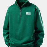 Velira Sweatshirts Tamsiai žalia / XS Relaksuotas amerikietiškos vėliavos spausdinimo ketvirčio užtrauktuko džemperis