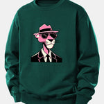 Velira Sweatshirts Tamsiai žalia / XS Rožinė džentelmenų panteros spauda laisvo kirpimo megztinis