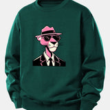 Velira Sweatshirts Tamsiai žalia / XS Rožinė džentelmenų panteros spauda laisvo kirpimo megztinis