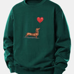 Velira Sweatshirts Tamsiai žalia / XS Širdies formos balionas šunų veislės printas laisvo kirpimo džemperis