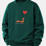 Velira Sweatshirts Tamsiai žalia / XS Širdies formos balionas šunų veislės printas laisvo kirpimo džemperis