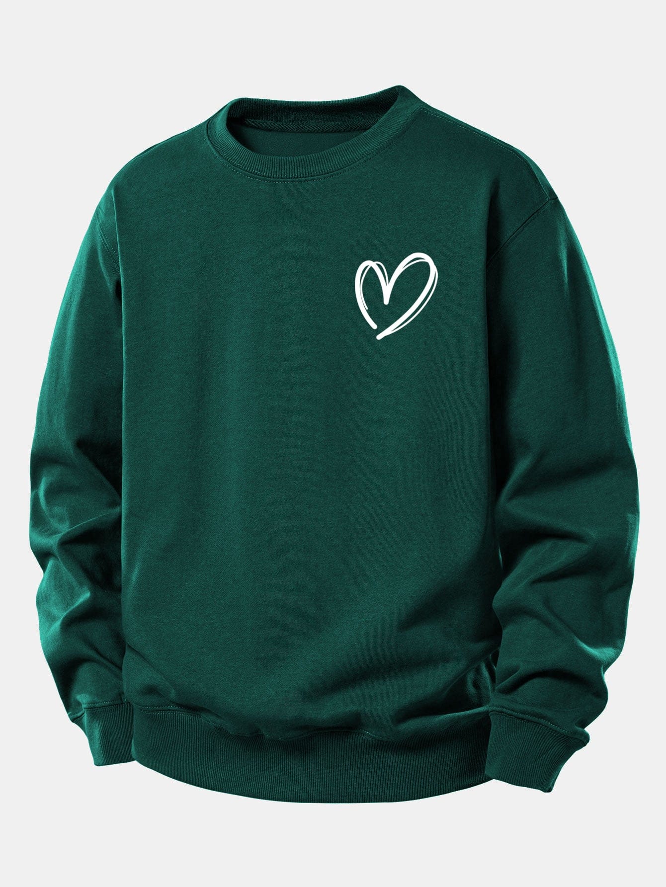 Velira Sweatshirts Tamsiai žalia / XS Širdies Raštas Laisvo Pjūvio Megztinis