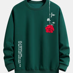 Velira Sweatshirts tamsiai žalia / XS Sloganas Rožių Spauda Laisvas Fit Palaidinė