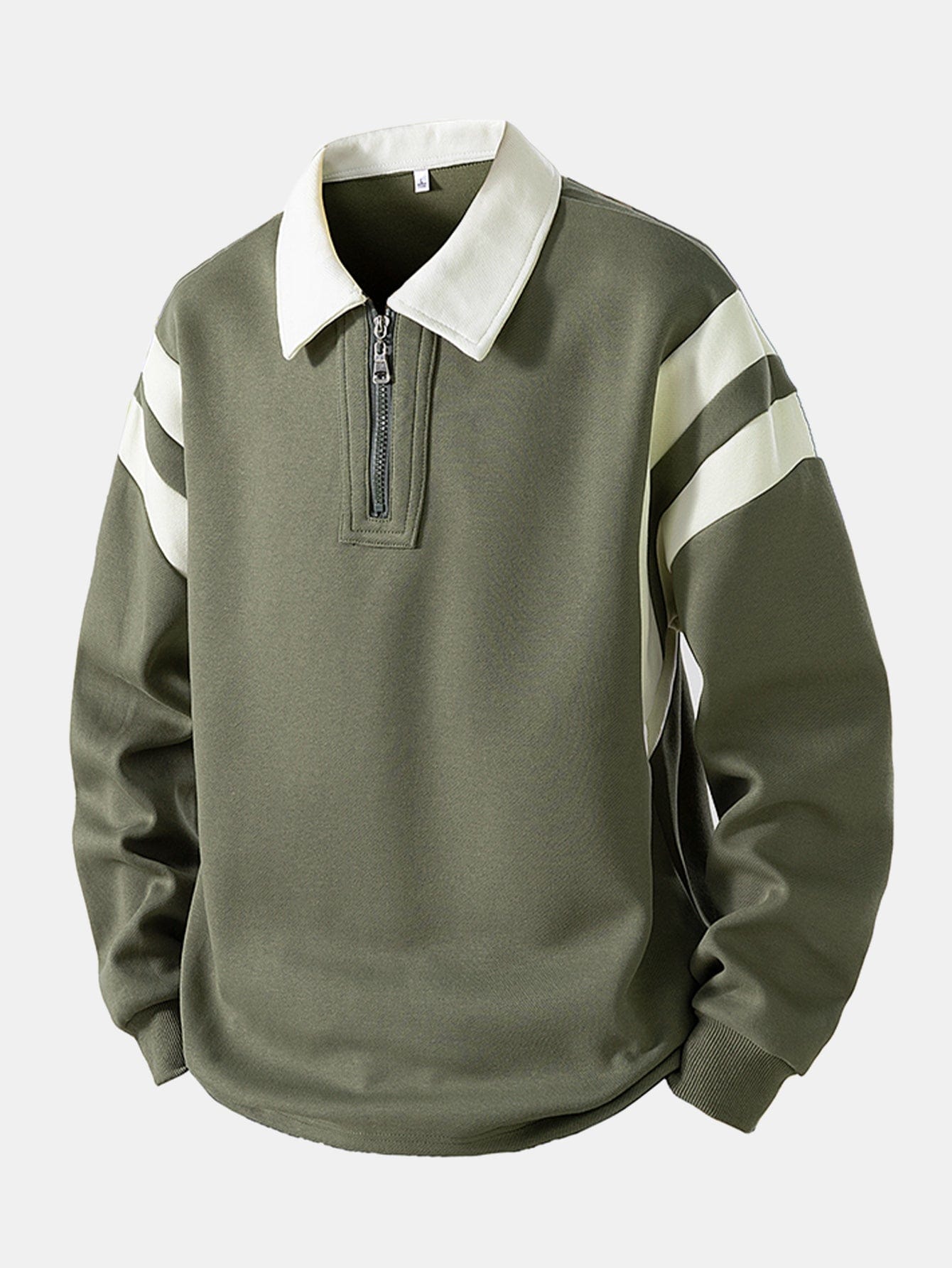 Velira Sweatshirts tamsiai žalia / XS Spalvotas Bloko Užtrauktuko Polo Džemperis