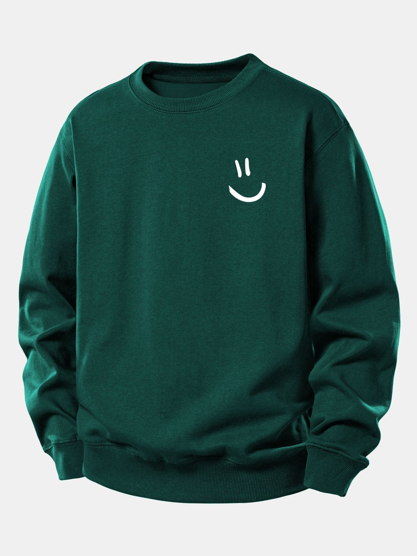 Velira Sweatshirts Tamsiai žalia / XS Šypsenėlės Spausdinimo Atsipalaidavęs Fit Megztinis