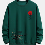Velira Sweatshirts tamsiai žalia / XS Tapyba su saulėlydžiu ant audinio, laisvo kirpimo džemperis