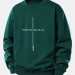 Velira Sweatshirts Tamsiai žalia / XS Tikėjimo spauda laisvo kirpimo džemperis